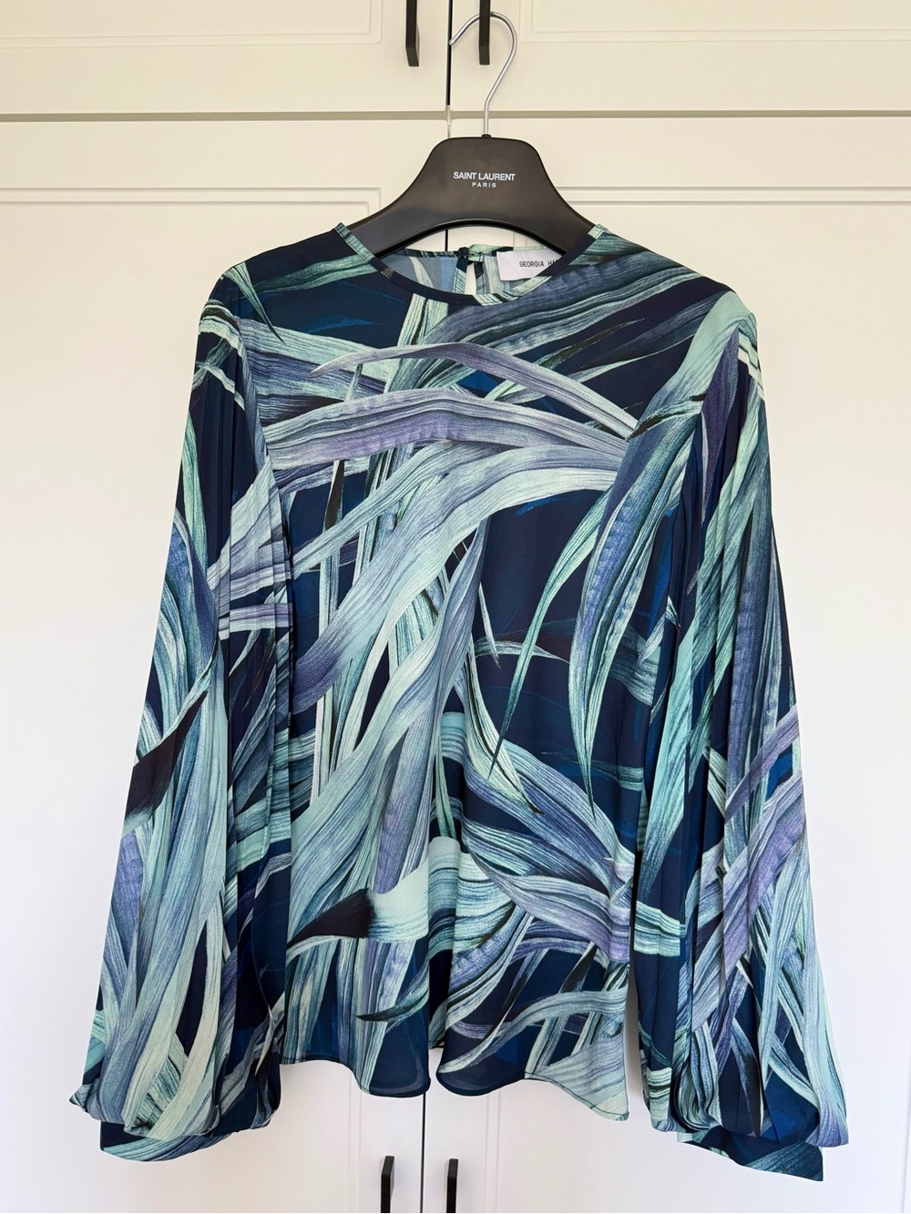 Georgia Hardinge Blue & Teal Print Long-Sleeve Blouse